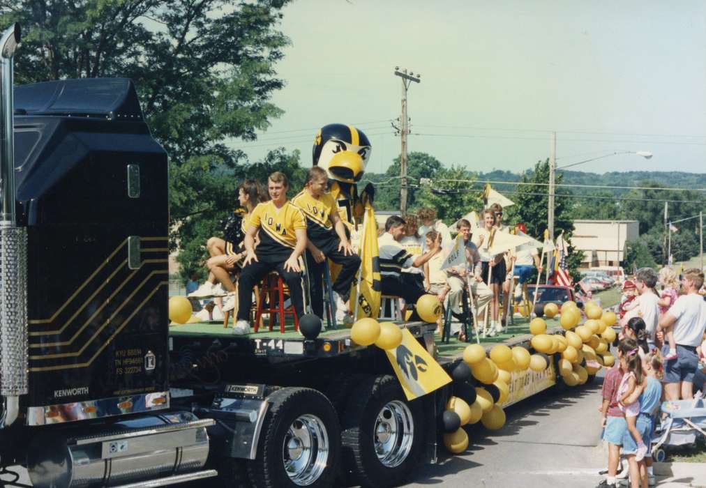 fourth of july, Johnson County Historical Society, Motorized Vehicles, Fairs and Festivals, hawkeyes, Holidays, mascot, parade float, Sports