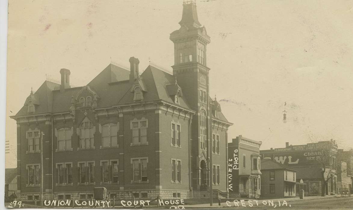 Cities and Towns, Iowa History, history of Iowa, Creston, IA, Main Streets & Town Squares, Iowa, Dean, Shirley, courthouse