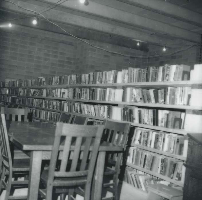 library, Waverly Public Library, table and chairs, Iowa History, Schools and Education, basement, history of Iowa, bookshelf, Iowa
