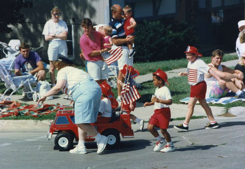 helmet, fourth of july, Johnson County Historical Society, Fairs and Festivals, Holidays, toy truck, firefighters, Children, parade, fire engine