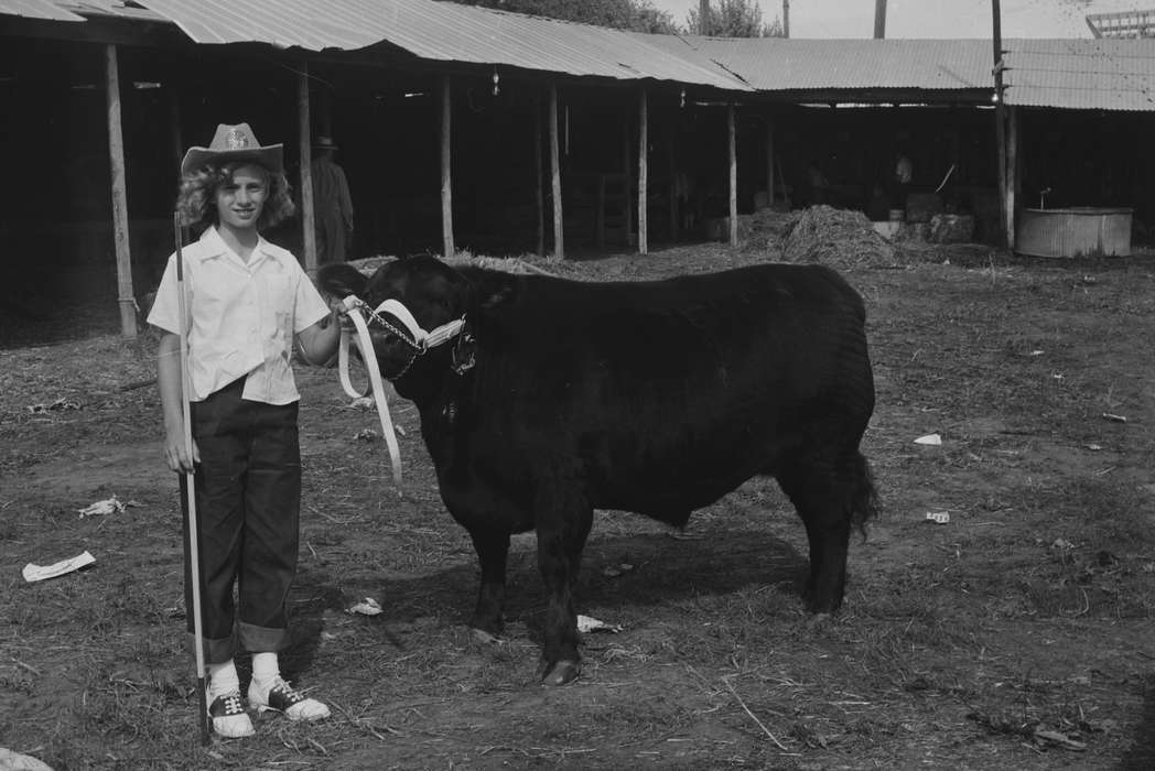 Portraits - Individual, Iowa, cowgirl, IA, United States, stables, Photos, historic, Coon Rapids, Fairs and Festivals, Farms, history, Animals, smile, Coon Rapids Enterprise, cow, ia