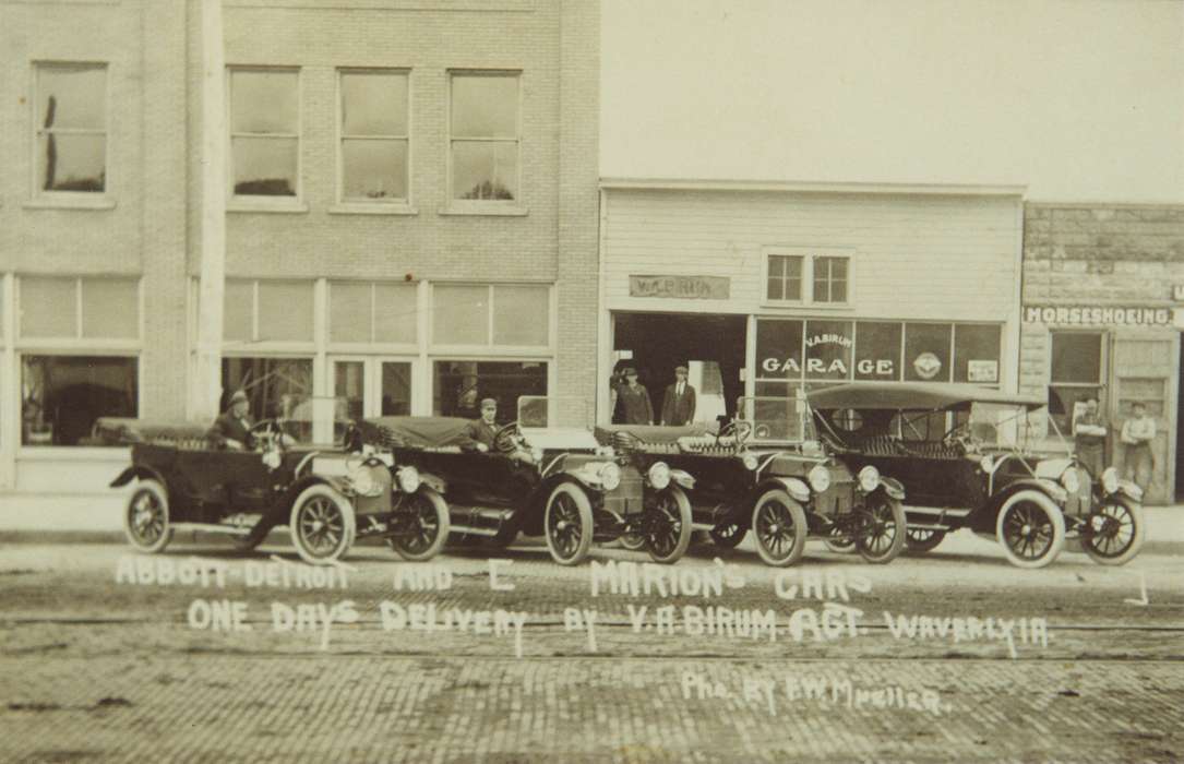 history of Iowa, Cities and Towns, automobile, Businesses and Factories, Waverly Public Library, Iowa History, Waverly, IA, Iowa, Motorized Vehicles, Main Streets & Town Squares, auto shop