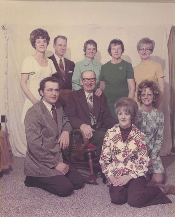 Iowa, Iowa History, history of Iowa, Portraits - Group, Daniels, Kennedy, Families, hairstyle, IA