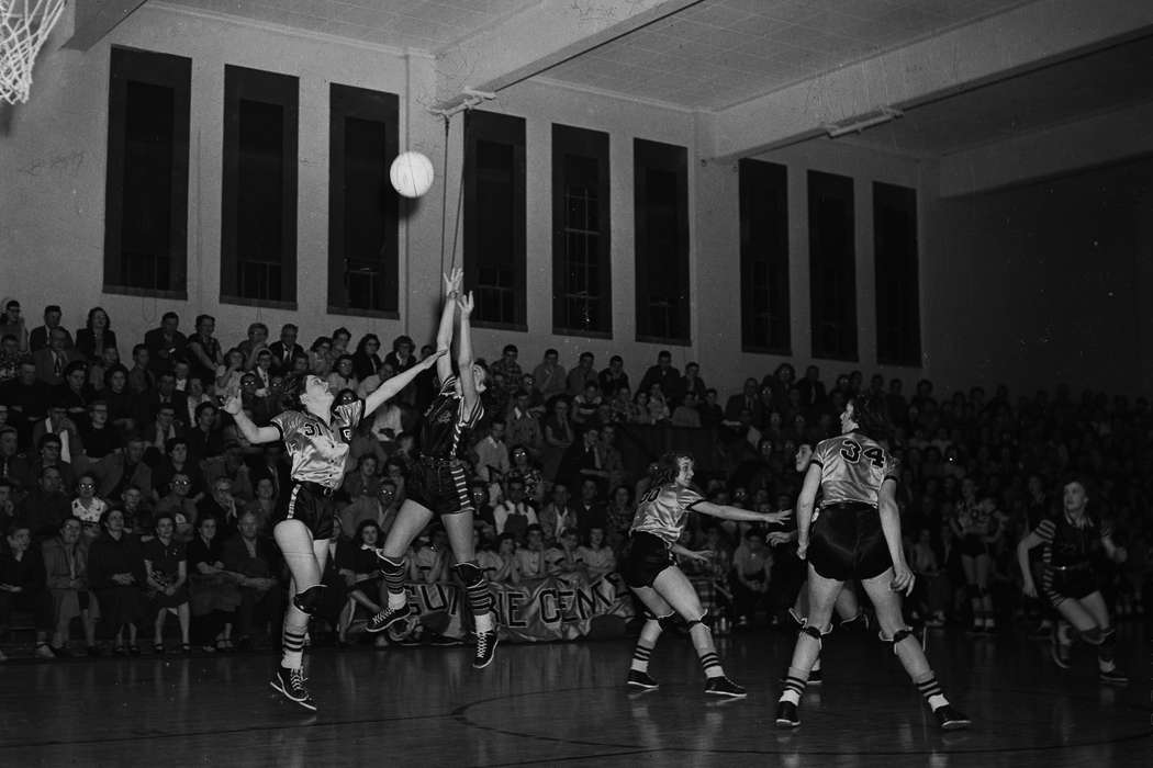 Schools and Education, history, basketball players, basketball court, Photos, Children, crowd, Iowa, IA, Sports, women's basketball, United States, basketball uniform, ia, Coon Rapids Enterprise, historic, gymnasium, Coon Rapids