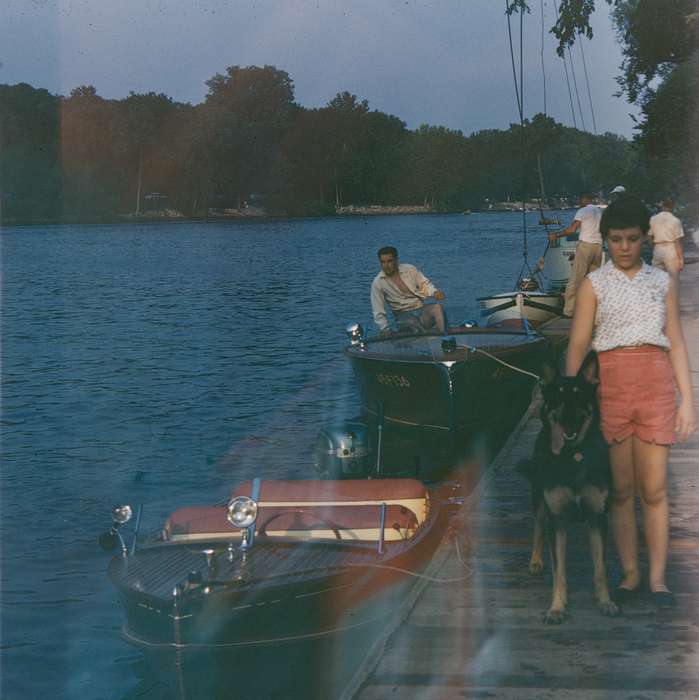 boat, dog, Animals, Outdoor Recreation, Iowa, Iowa History, Leisure, history of Iowa, Campopiano Von Klimo, Melinda, dock, Lakes, Rivers, and Streams, Des Moines, IA