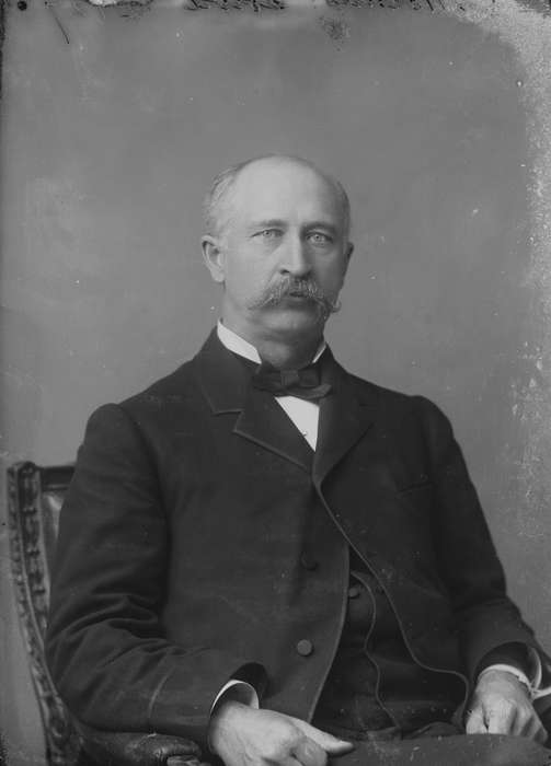 Iowa, Portraits - Individual, man, suit, bald, sitting, history of Iowa, Iowa History, bow tie, Library of Congress, correct date needed