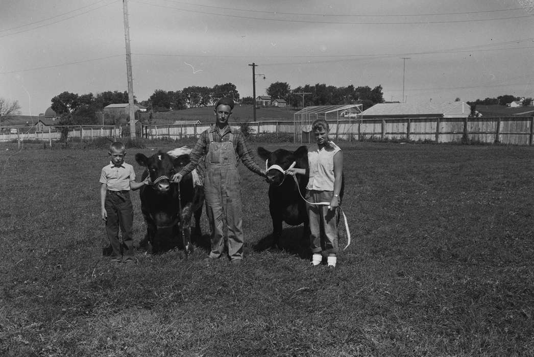 Portraits - Group, cows, Iowa, IA, United States, Photos, historic, Coon Rapids, Fairs and Festivals, Families, overalls, history, Animals, ia, Coon Rapids Enterprise, children, Children