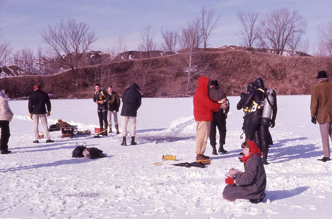 ice, Iowa, Koscielak, Susan J., Outdoor Recreation, Winter, Iowa History, history of Iowa, Des Moines, IA, scuba