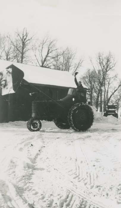 Bull, Ardith, Farming Equipment, Farms, tractor, Portraits - Individual, Iowa History, Dysart, IA, Iowa, winter, Motorized Vehicles, history of Iowa