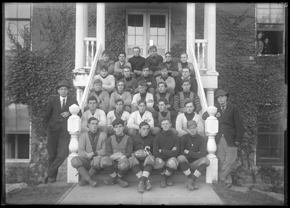 football, men, team, Iowa History, Storrs, CT, Archives & Special Collections, University of Connecticut Library, Iowa, uniform, history of Iowa