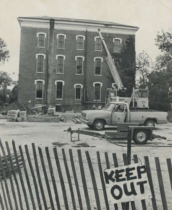 historic building, truck, Motorized Vehicles, history of Iowa, Schools and Education, wartburg college, wartburg, construction materials, Waverly Public Library, Iowa, Waverly, IA, Iowa History, Cities and Towns, college, construction