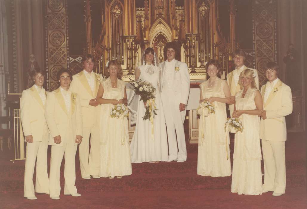 Weddings, bride, Iowa History, Muscatine, IA, groom, Portraits - Group, Pfeiffer, Jean, Iowa, history of Iowa, church