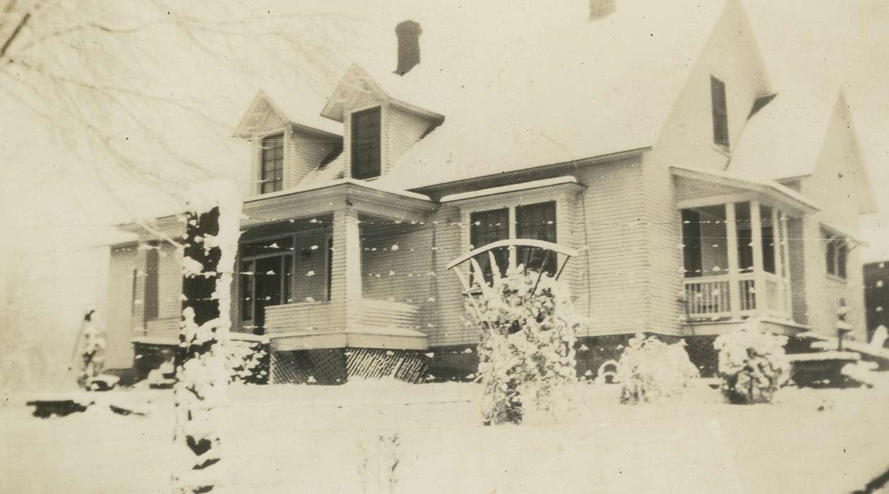 snow, Spilman, Jessie Cudworth, windows, Homes, Iowa History, porch, Winter, yard, Iowa, history of Iowa
