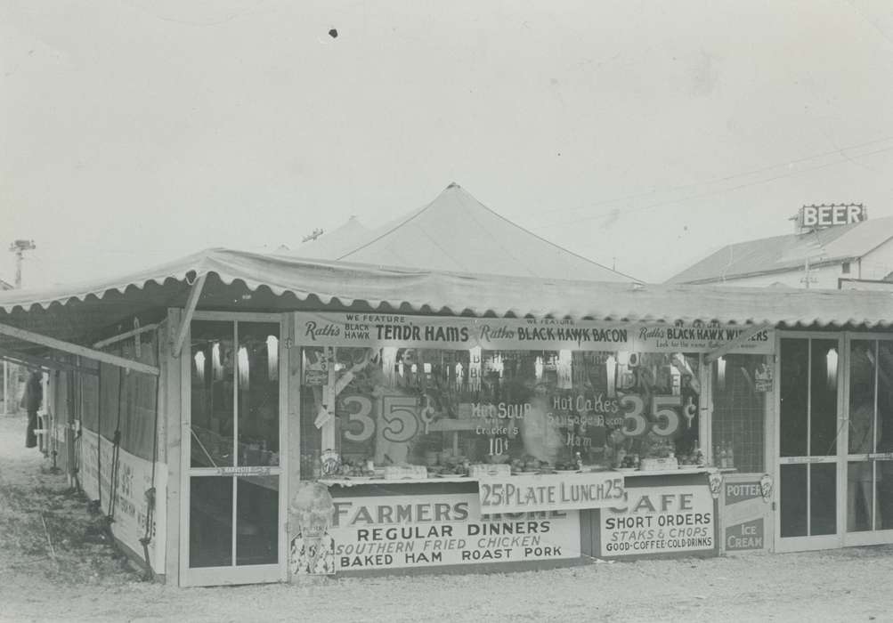 Iowa, screen door, United States, Food and Meals, tent, Waterloo, Businesses and Factories, Photos, signage, Grout Museum of History and Science, IA, Fairs and Festivals, Black Hawk, historic, national cattle congress, lunch counter, ia, history