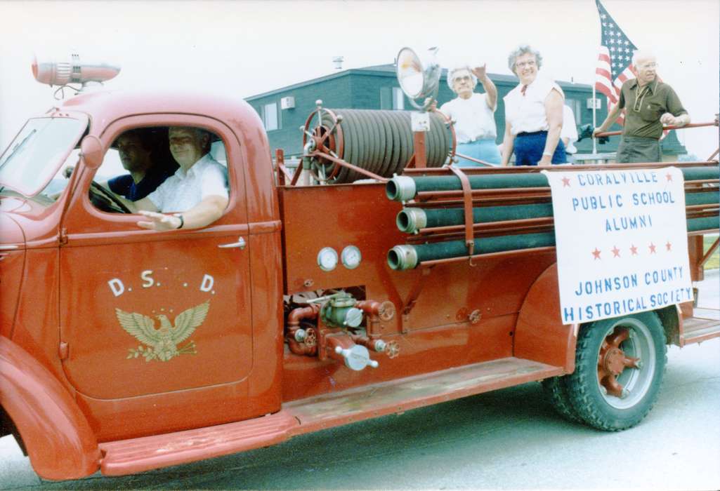 Coralville, IA, truck, history of Iowa, Cities and Towns, Iowa, Iowa History, Portraits - Group, Holidays, Motorized Vehicles, Johnson County Historical Society, Fairs and Festivals