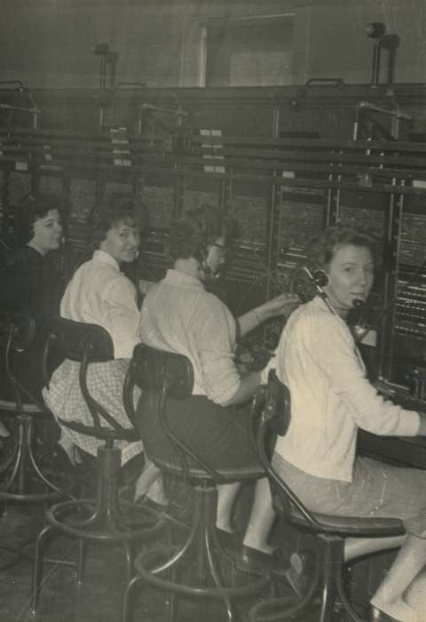Businesses and Factories, correct date needed, women at work, switchboard, Waverly Public Library, Iowa History, Waverly, IA, telephone, Iowa, history of Iowa, Labor and Occupations