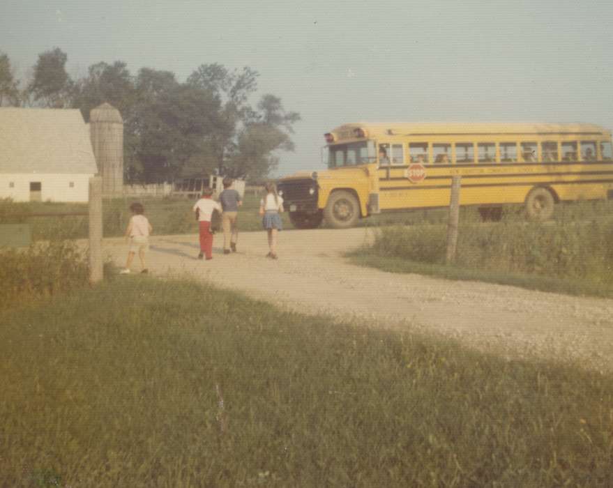 history of Iowa, Nibaur, Peggy, Schools and Education, Children, Lourdes, IA, Iowa, school bus, Iowa History, bus