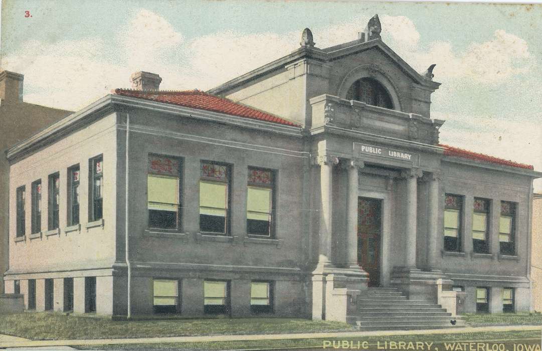 ia, IA, history, postcard, historic, Waterloo, library, Olsson, Ann and Jons, Iowa, Black Hawk, United States, Businesses and Factories, Photos