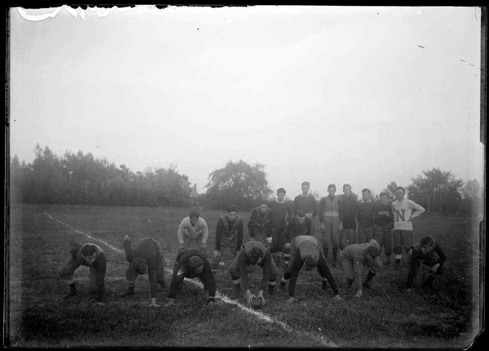 Iowa History, Iowa, team, Archives & Special Collections, University of Connecticut Library, uniform, field, football, Storrs, CT, history of Iowa, men