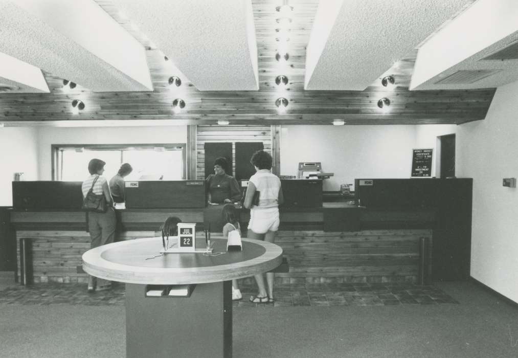 bank teller, women, building interior, Waverly Public Library, Iowa History, Iowa, history of Iowa, bank