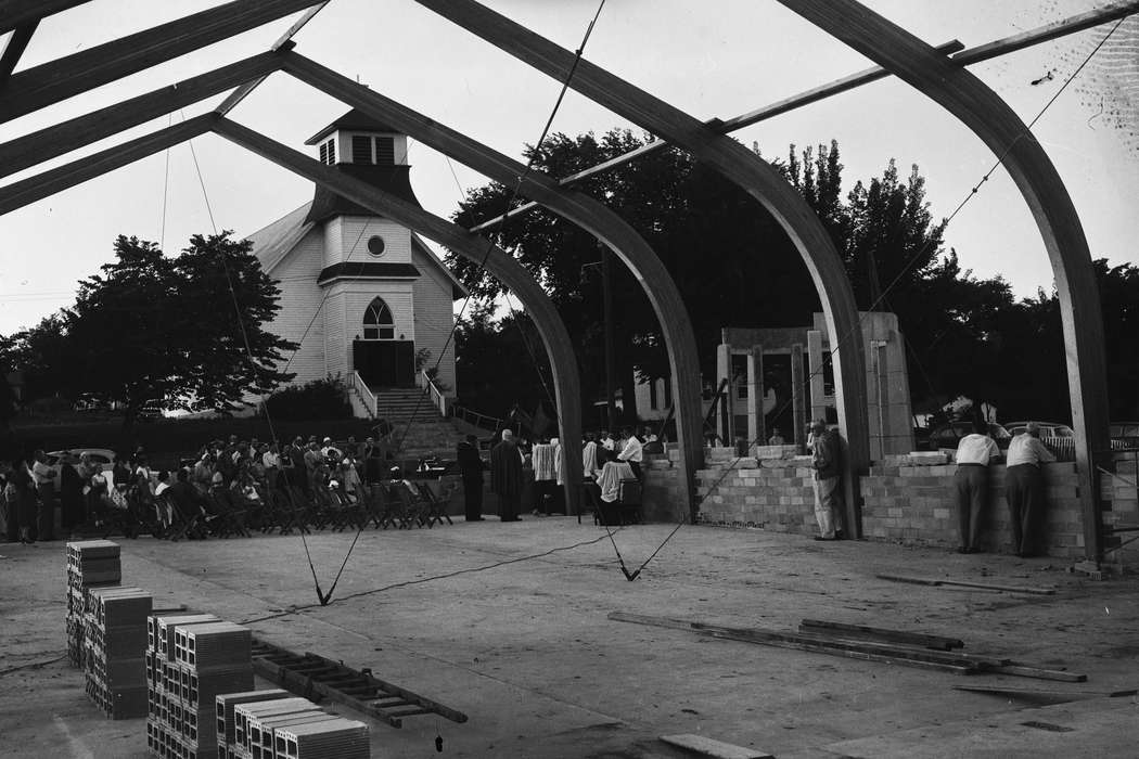 Religious Structures, assembly, United States, history, archway, ia, Photos, Labor and Occupations, Religion, priests, Coon Rapids Enterprise, historic, construction materials, Iowa, IA, catholic church, Coon Rapids