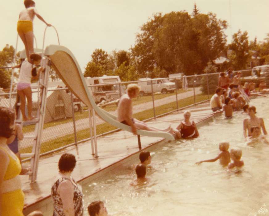 slide, swimming pool, Travel, Waterville, MN, swimming, Iowa History, Leisure, Lyman, Donna, summer, Iowa, history of Iowa, pool