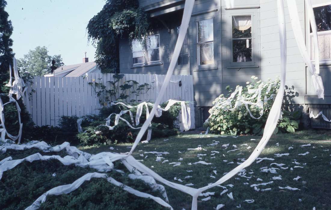 fence, white, toilet paper, prank, Homes, Iowa History, yard, vandalism, Zischke, Ward, Iowa, IA, history of Iowa