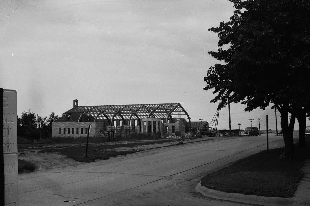 Religious Structures, United States, construction, history, archway, ia, Photos, Religion, scaffolding, church, Coon Rapids Enterprise, historic, street, Iowa, IA, Cities and Towns, Coon Rapids