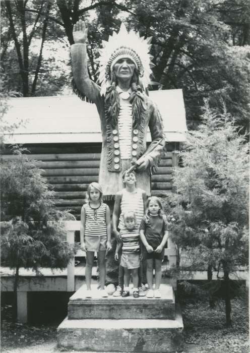 Travel, native american statue, SD, stereotype of native american, Iowa History, history of Iowa, Portraits - Group, statue, Iowa, Bohach, Beverly, Children