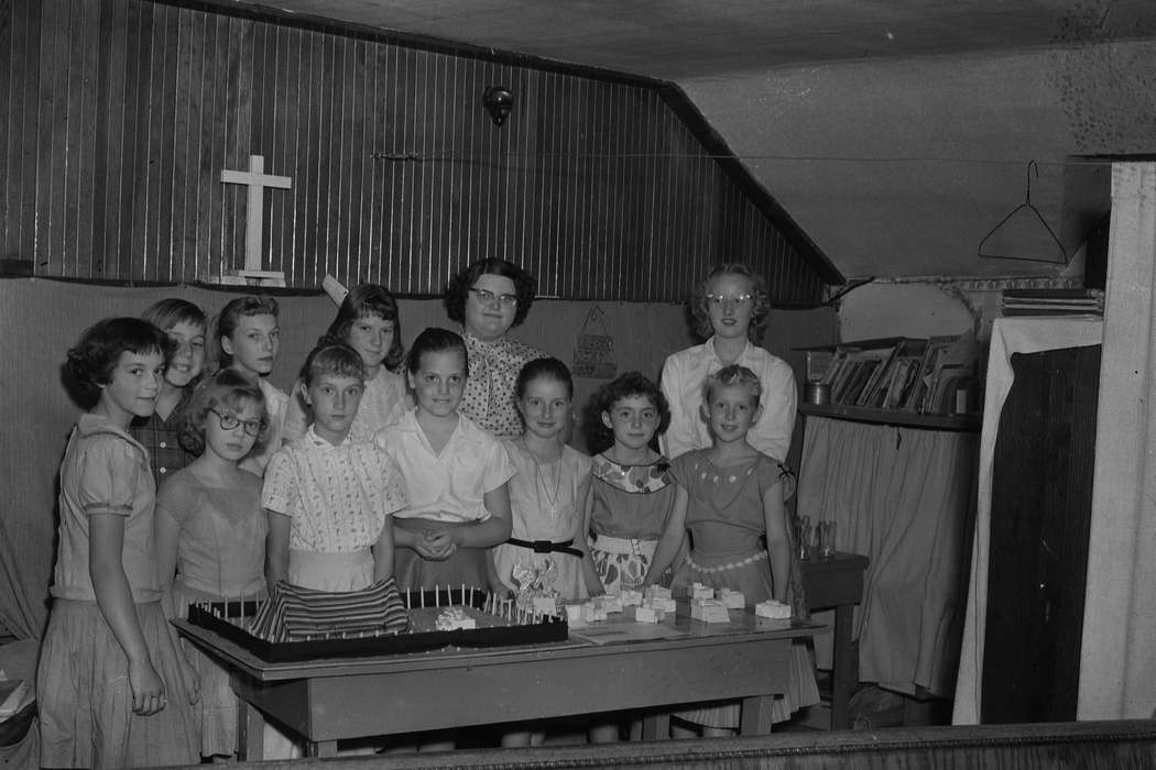 Portraits - Group, Schools and Education, United States, history, bible school, ia, Photos, Children, Religion, Coon Rapids Enterprise, historic, model, Iowa, IA, girls, Coon Rapids, cross