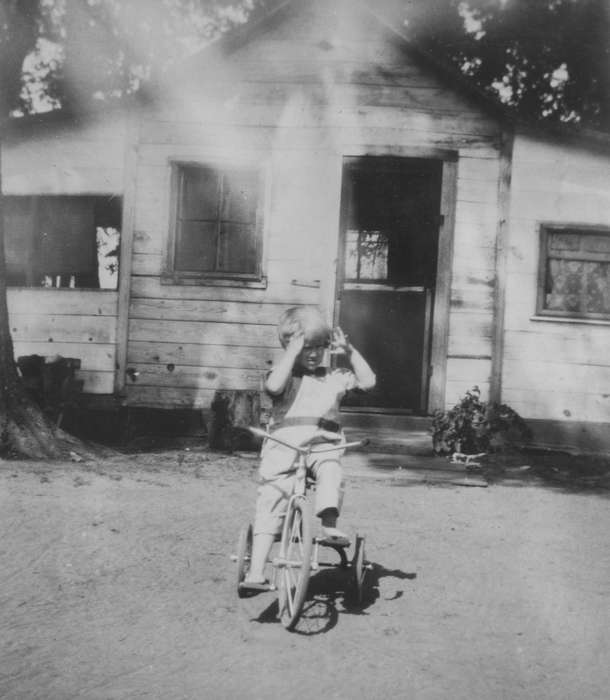 history of Iowa, Children, Mullenix, Angie, Leisure, camp, Homes, country, Iowa, tricycle, Outdoor Recreation, cabin, hands, NC, Iowa History, boy