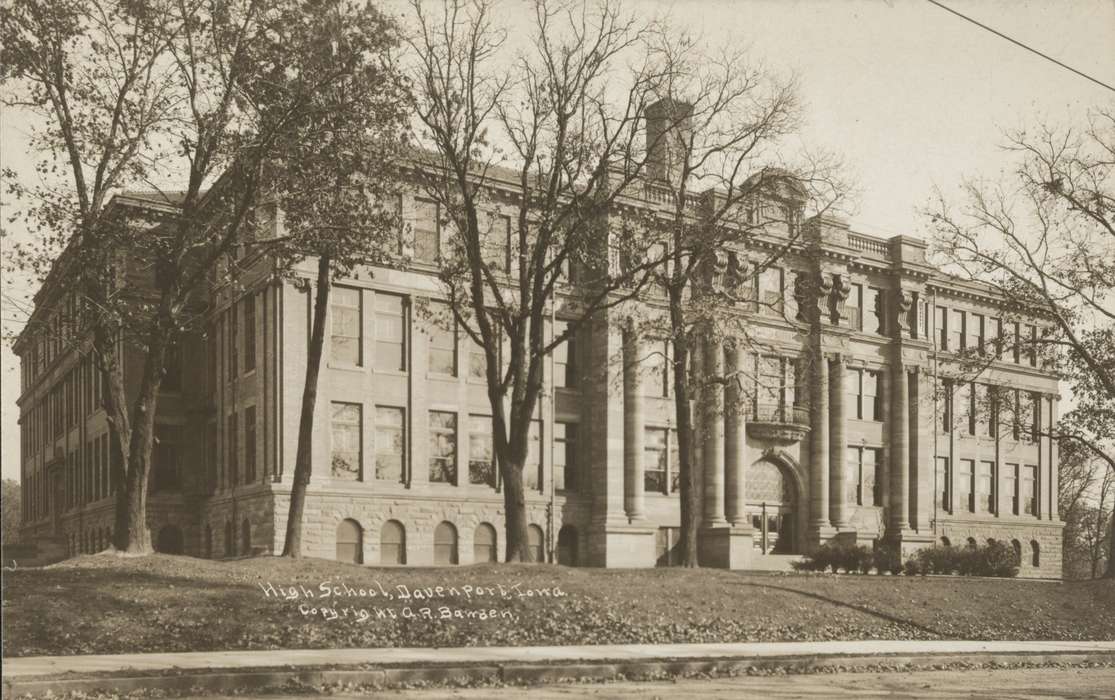 architecture, highschool, Library of Congress, Iowa History, history of Iowa, Schools and Education, trees, Iowa