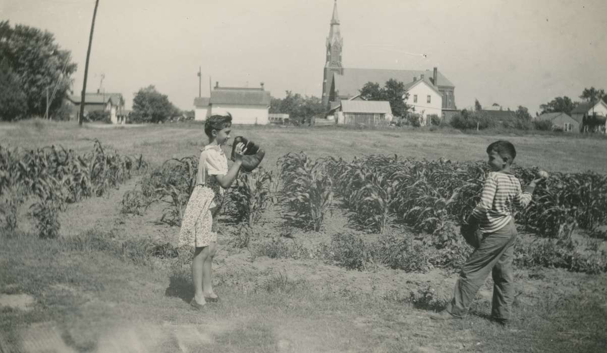 church, Nibaur, Peggy, corn, Outdoor Recreation, Cities and Towns, baseball, Children, Sports, Lourdes, IA, Iowa, Iowa History, history of Iowa, Religious Structures