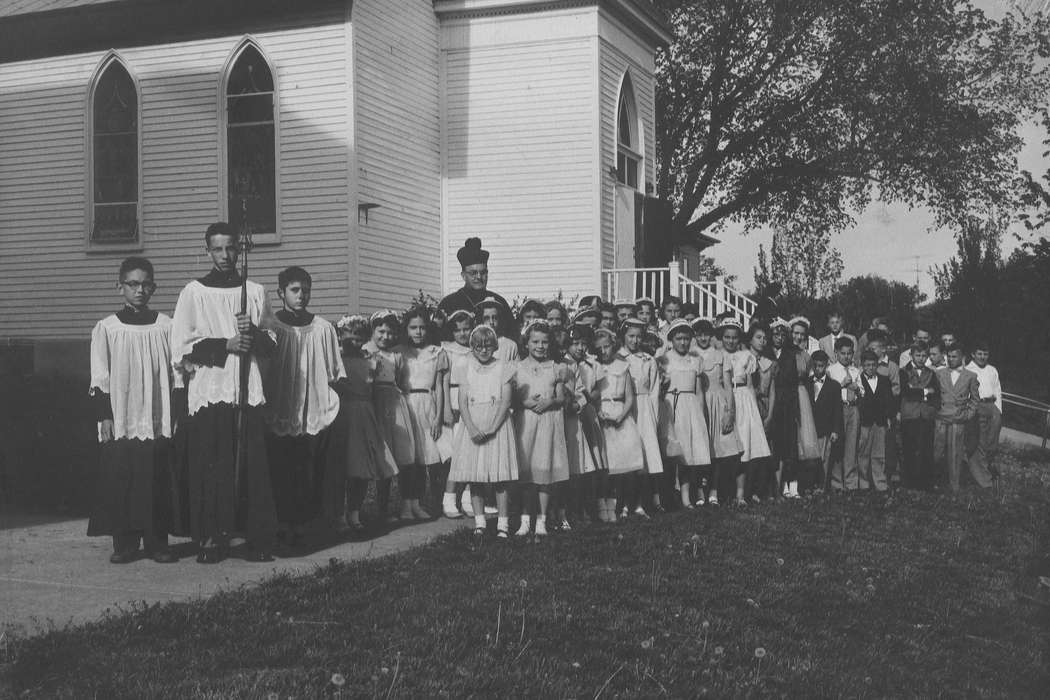 Portraits - Group, Schools and Education, history, Photos, altar boys, Children, Religion, Iowa, IA, catholic church, Religious Structures, United States, catholic school, ia, Coon Rapids Enterprise, historic, confirmation, children, Coon Rapids, cross