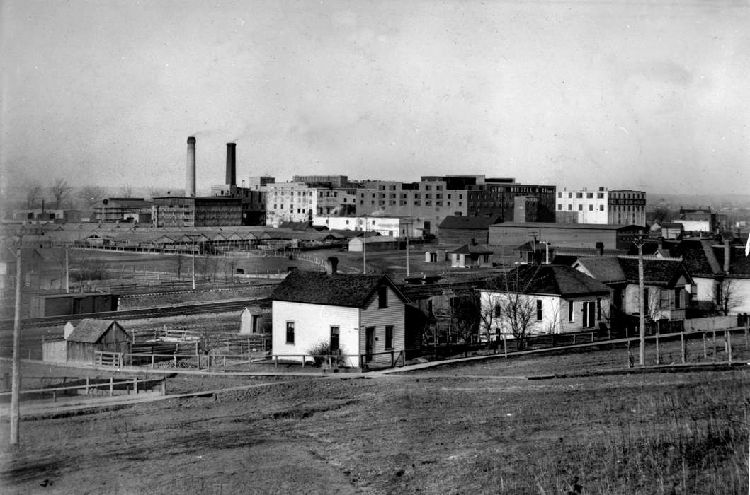 Businesses and Factories, factory, Iowa History, town, Iowa, field, Ottumwa, IA, Lemberger, LeAnn, Homes, Cities and Towns, history of Iowa, house