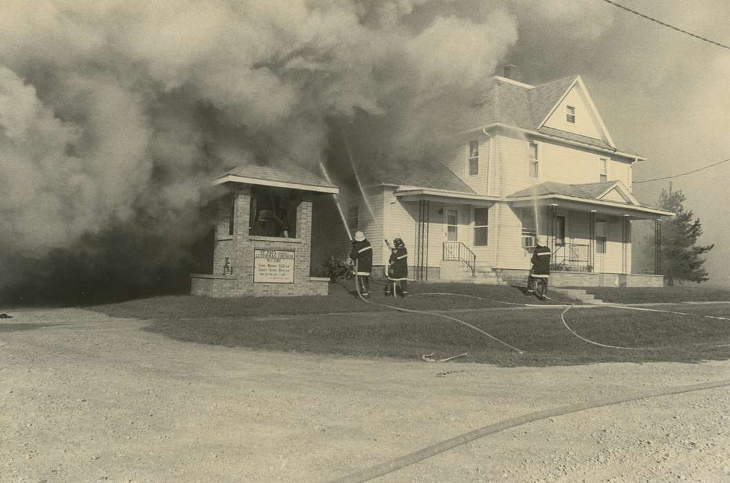 church, fireman, Homes, Wrecks, Religious Structures, house, Waverly Public Library, Siegel, IA, Iowa History, Iowa, history of Iowa, Labor and Occupations