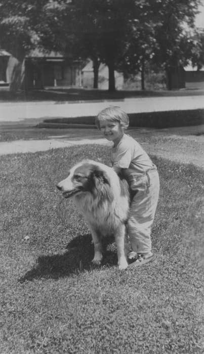 Animals, dog, Iowa History, history of Iowa, Vinton, IA, girl, sidewalk, Mullenix, Angie, lawn, neighborhood, Iowa, child, Homes, Children