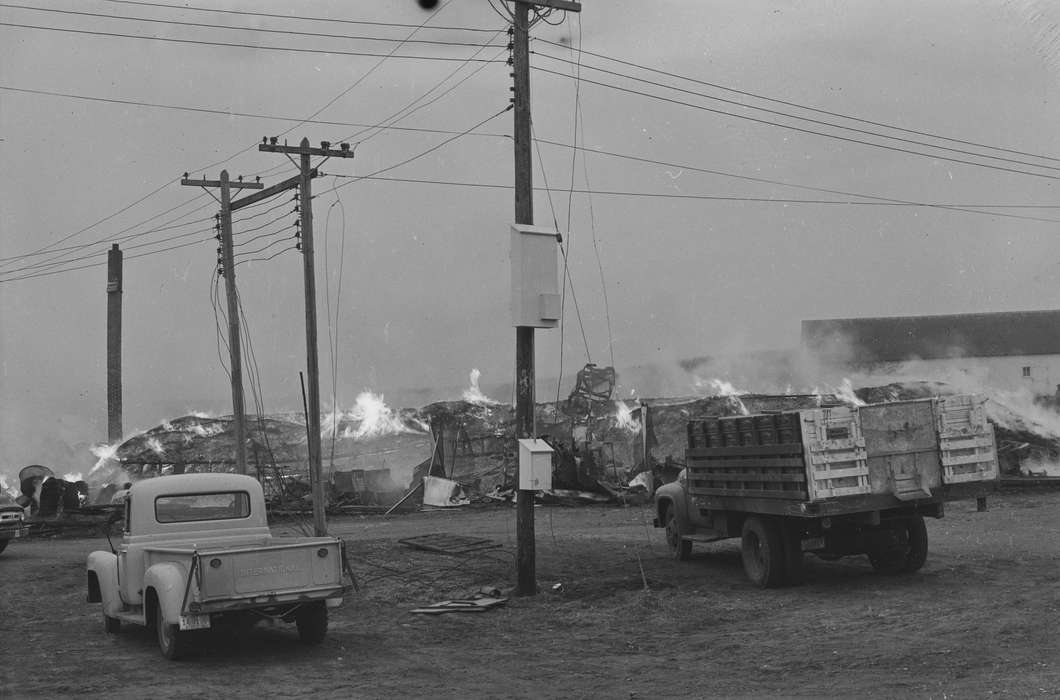 Iowa, trucks, IA, United States, Photos, historic, Motorized Vehicles, Coon Rapids, Farms, history, Wrecks, fire, ia, Coon Rapids Enterprise, power lines