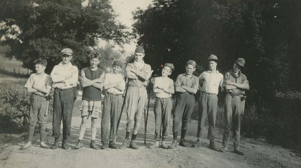 boy scouts, history of Iowa, McMurray, Doug, Hamilton County, IA, Portraits - Group, Iowa, crutches, Iowa History