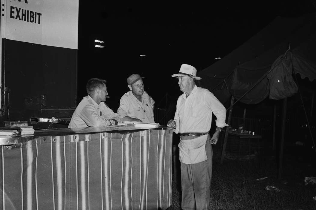 Iowa, fair booth, IA, United States, Photos, historic, panama hat, baseball hat, Coon Rapids, Fairs and Festivals, history, ia, Coon Rapids Enterprise, tent, cigar