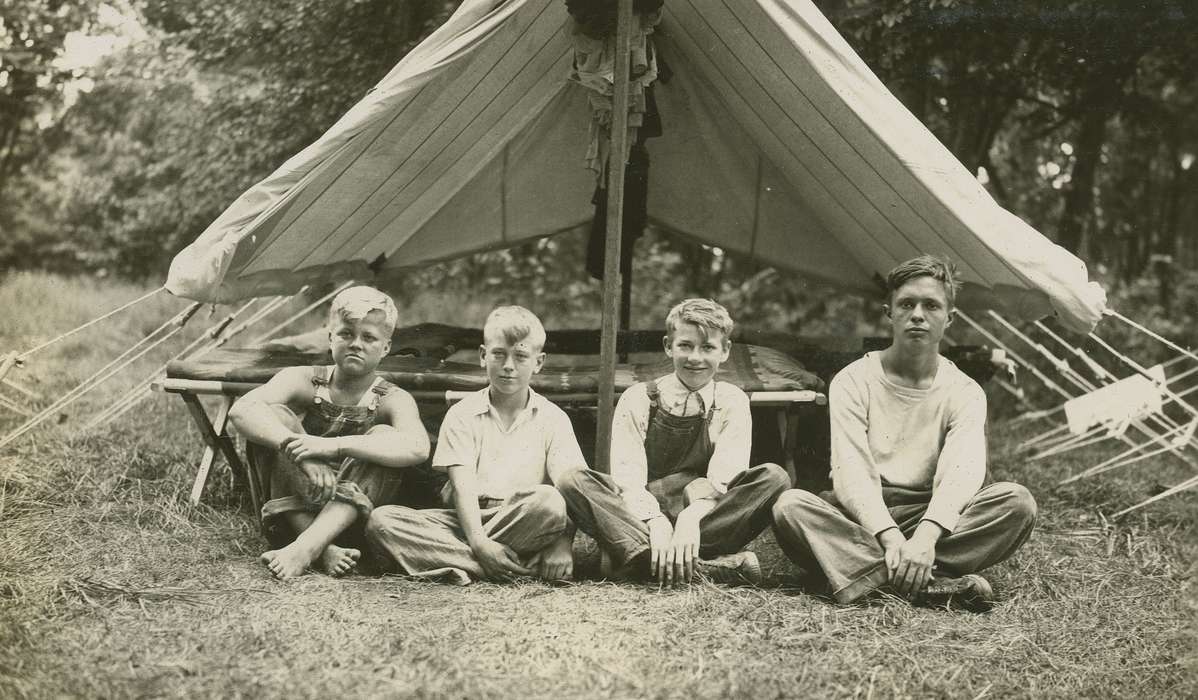 Webster City, IA, boy scouts, McMurray, Doug, tents, Iowa History, Portraits - Group, camping, camp, Iowa, history of Iowa, Outdoor Recreation