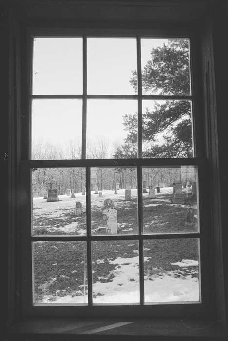 Winter, Cemeteries and Funerals, Ottumwa, IA, cemetery, tombstone, grave, Iowa, window, Lemberger, LeAnn, Iowa History, snow, history of Iowa