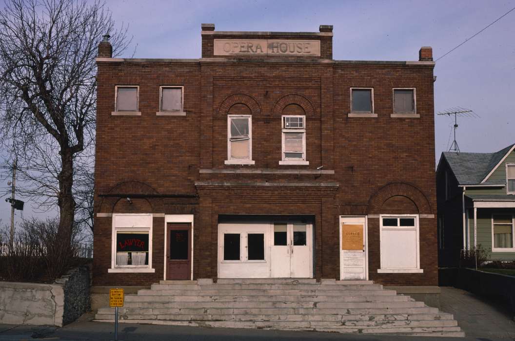 storefront, Businesses and Factories, Cities and Towns, stairs, Iowa, opera, Library of Congress, history of Iowa, Iowa History