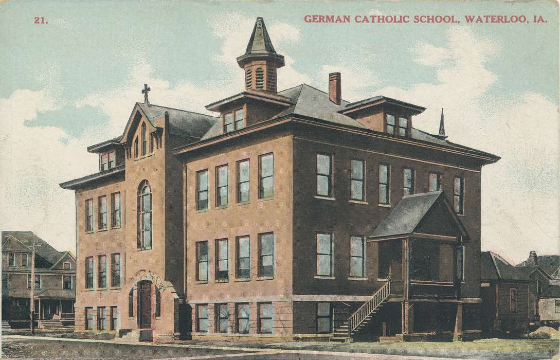Schools and Education, ia, IA, history, postcard, historic, Waterloo, Olsson, Ann and Jons, catholic school, Iowa, Black Hawk, United States, Photos