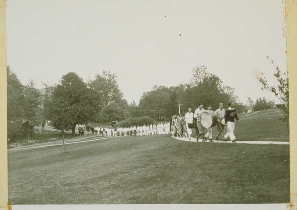 Iowa History, Iowa, Archives & Special Collections, University of Connecticut Library, uniform, band, tree, Storrs, CT, history of Iowa