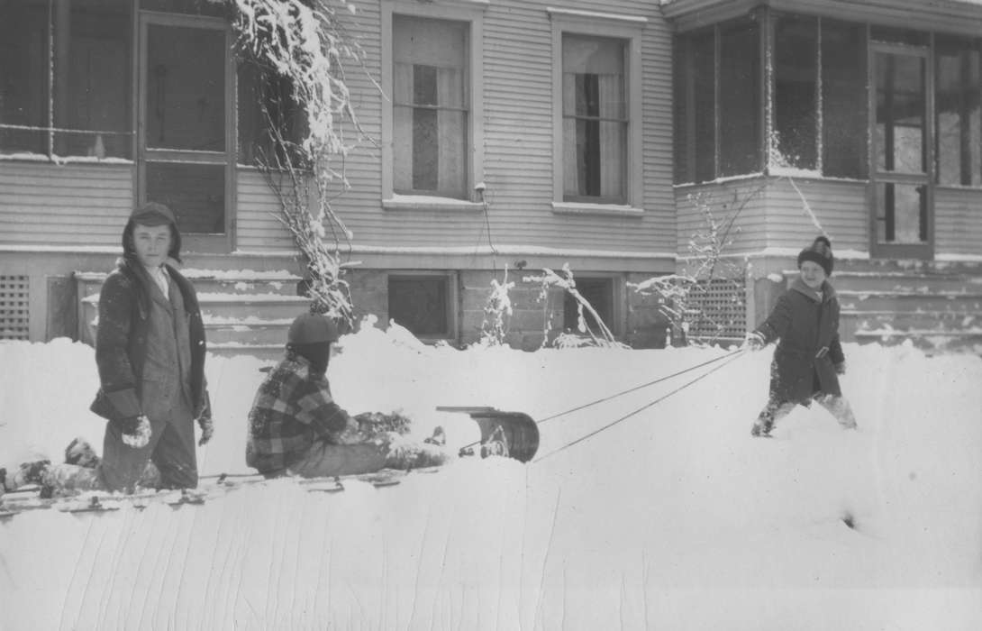 Winter, Children, Iowa History, sledding, snow, Vinton, IA, Iowa, Mullenix, Angie, history of Iowa, sled