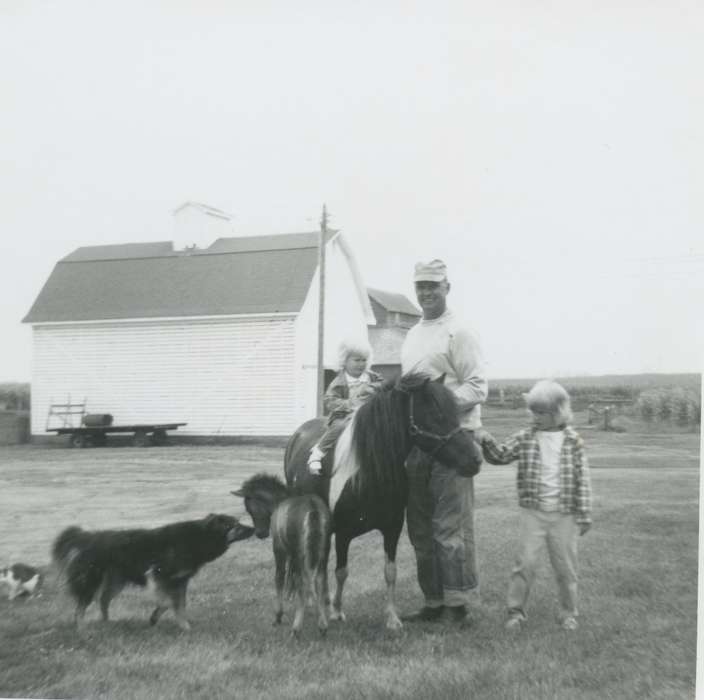 Bartlett, Colleen, foal, barn, Barns, Iowa History, Portraits - Group, Iowa, farm, pony, Eagle Grove, IA, Farms, dog, Families, Animals, history of Iowa