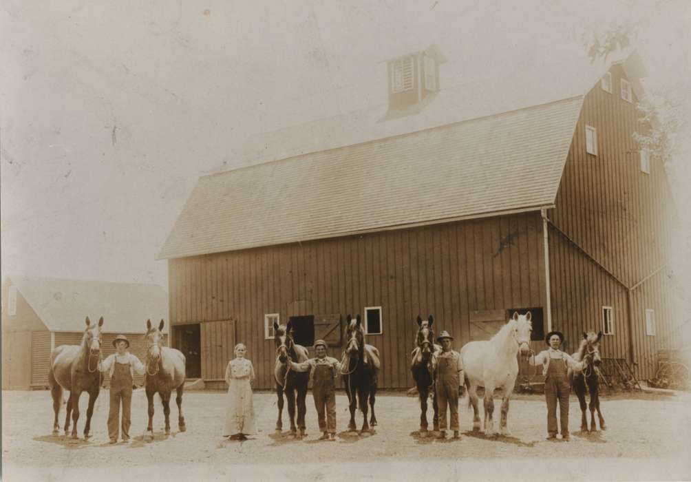 Barns, Animals, Farms, Mountain, Carole, Iowa History, Portraits - Group, Iowa, Waterloo, IA, history of Iowa, horse
