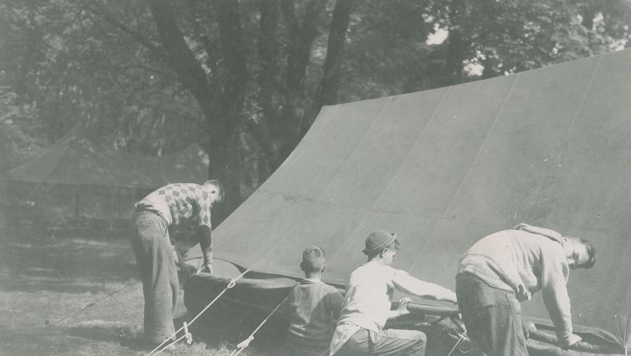 boy scouts, McMurray, Doug, Iowa History, Lehigh, IA, Outdoor Recreation, Iowa, history of Iowa, tent