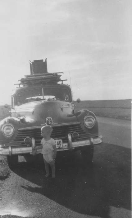 Children, Iowa History, Belmond, IA, car, toddler, Mickelson, Rose, Iowa, history of Iowa, Motorized Vehicles
